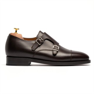 Giày dress độn đế nam | Giày double monkstrap da nâu 6CM