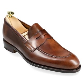 Giày tăng chiều cao nam - Giày penny loafers Cordovan màu burgundy thủ công 6CM