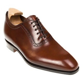 Giày dress tăng chiều cao nam - Giày Oxford Cordovan màu nâu thủ công 7CM