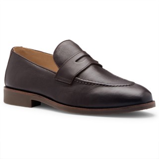 giày nam tăng chiều cao | giày penny loafer da nâu cà phê 5 CM