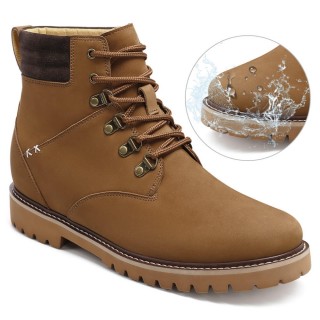 CHAMARIPA dành cho nam đi thang máy Bốt đi bộ đường dài da nubuck màu nâu chống nước ngoài trời 8CM