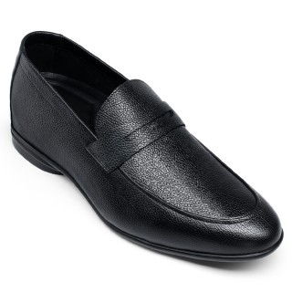 Giày Tăng Chiều Cao Cho Nam - Giầy Loafer Bít Gót - Da Đen Giày Nam Cao 5 CM