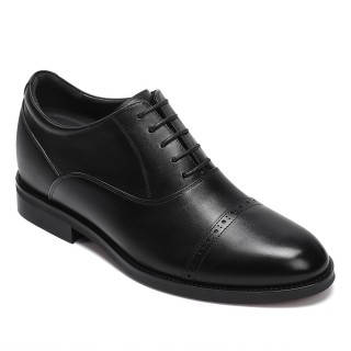 Giày Công Sở Tăng Chiều Cao Cho Nam - Giày Oxford Da Bê Đen 8CM
