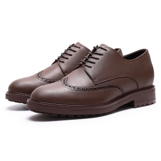 Vegan Brown Oxford Shoes - Vegan Height Increasing Dress Shoes For Men 6 CM / 2.36Inches