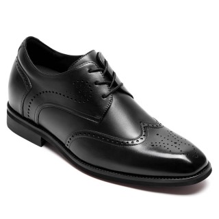 Giày Tây Nam Tăng Chiều Cao - Giày Derby Brogue Da Đen 7CM