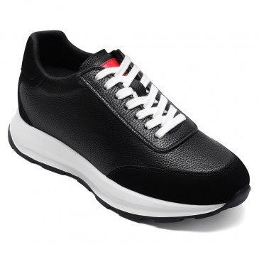 giày tăng chiều cao nam | Giày Sneakers Da Đen Tăng Chiều Cao 8 CM