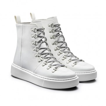 CHAMARIPA giày thể thao nữ màu trắng wedge - giày thể thao wedge - giày thể thao da cao cấp cho phụ nữ cao hơn 7 CM