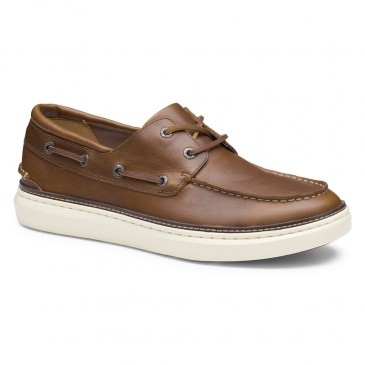 giày nam tăng chiều cao | giày boat shoes da màu cognac 6 CM