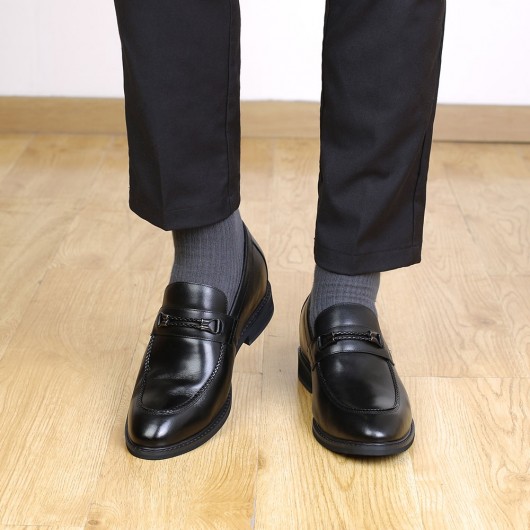LOIJMK Lederen schoenen dikke zool vrijetijdsschoenen heren zwart bruin mat zakelijke schoenen voor mannen outdoor boots comfortabele herenschoenen Oxford- schoenen kostuumschoenen zonder veters