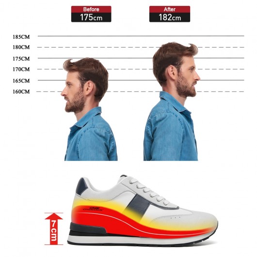 Elevator Schoenen Heren - Witte Suède Casual Schoenen 7CM