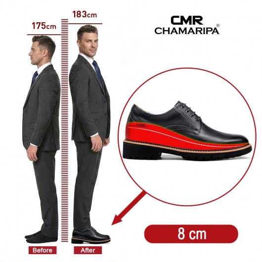 CHAMARIPA verhoogde schoenen voor mannen - schoenen met verhoogde hiel - hoge hakken voor mannen zwart 8CM