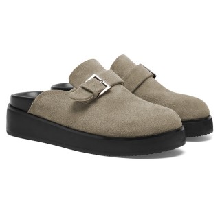 Hoge Hakken Voor Mannen | Casual Slippers Van Taupekleurig Suède Kalfsleer 6CM