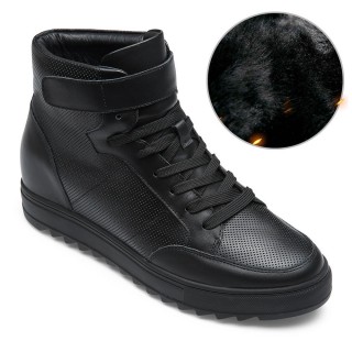 CHAMARIPA sportschoen met verhoogde hak - Fluwelen warme winterschoenen - zwarte hoge sneakers - 7CM