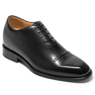 herenschoenen met hoge hak - zwarte runderleren oxford schoenen trouwschoenen 7CM