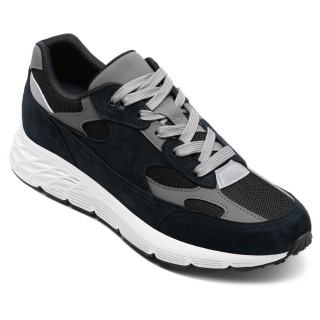 Hoog Hak Heren Schoenen | Zwarte Ademende Mesh Sneakers 7CM