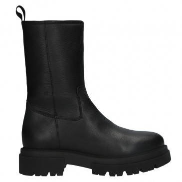 Laarzen die je langer doen lijken voor dames | Zipper boots in zwart leer 7 CM