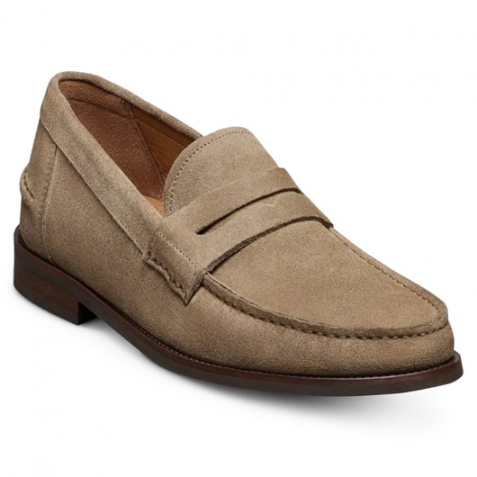 Boostersko til Mænd | Taupefarvede Penny Loafers i Ruskind 5 CM