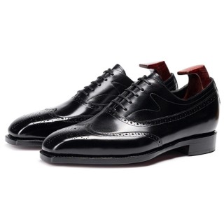 Formelle elevator-sko til mænd 6CM | Goodyear-syede sorte læder brogue Oxford-sko