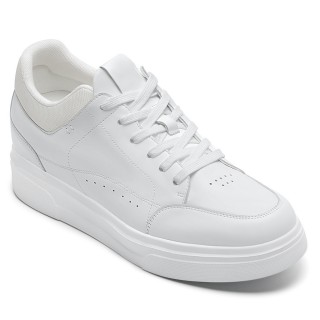 Herrehøjdeøgende Sneakers - Hvide Lædersko Til Hverdag 7CM