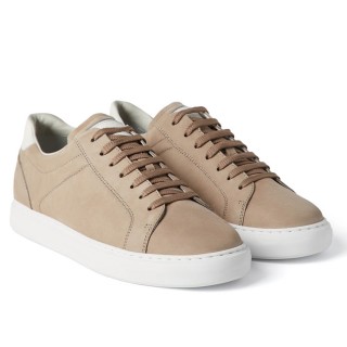 Herresko Med Højdeforøgelse – Beige Nubuck Mode Sneakers 7CM