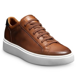 Håndlavede Herre Højdeøgende Sneakers - Brun Læder Sneaker Med Snørebånd 7CM