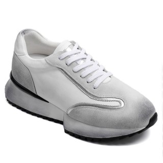Elevatorsko til mænd - Off-White Læder Casual Sneakers 8CM