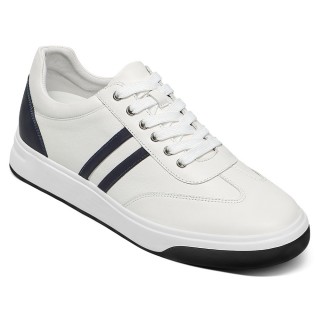 Casual Højdeforøgende Sneakers Til Mænd | Hvide Lædersko Med Høj Hæl 5CM