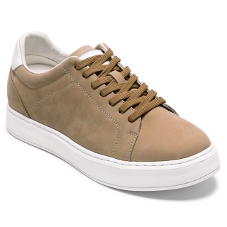 Men's Beige Elevator Shoes– Stylish Sneakers That Make You Taller 7CM / 2.76 Inches
