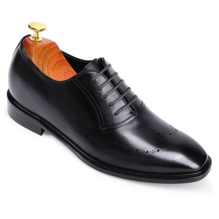 7CM taller shoes - high heel men dress shoes - Dark Gray leather oxford shoes