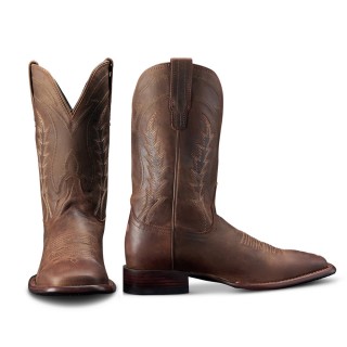 Men's Elevator Shoes Cowboy Boots | Coffee Leather Western Boots 7CM / 2.76 Inches