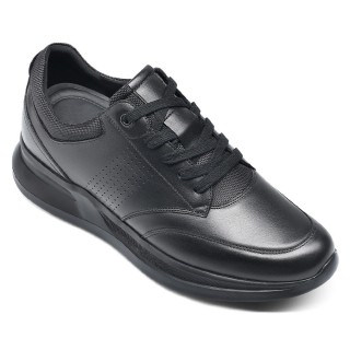 Hidden High Heel Shoes - Sneakers To Increase Height - Black Casual Sneakers For Men 7 CM