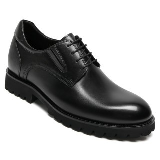 Men's Elevator Dress Shoes - Black Leather Derby Shoes 8CM / 3.15 inches