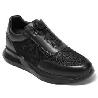 black mesh elevator shoes - men's sneakers to increase height 7 CM / 2.76 Inches