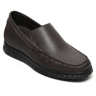 Elevator Shoes For Men | Brown Leather Business Casual Loafers 6CM / 2.36 Inches