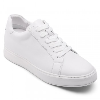 shoes that add height - men's elevator shoes - white leather mens shoes 7 CM / 2.76 Inches