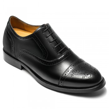 Men's Height Increasing Dress Shoes - Black Calfskin Elevator Shoes For Men 6 CM