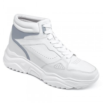 mens sneakers that make you taller - white leather high top sneakers to increase height 10 CM