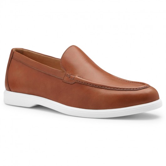 Raised Shoes For Men | Cognac Leather Loafer 5 CM / 1.95 Inches