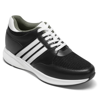 Height Increasing Sneakers Shoes for Men - Black Mesh Elevator Sneakers 8CM / 3.15 Inches