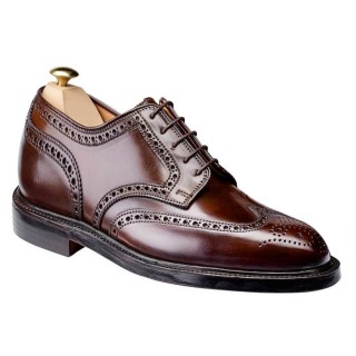 elevator dress shoes - dark brown shell cordovan full brogue derby shoes for men 2.76 Inches / 7CM