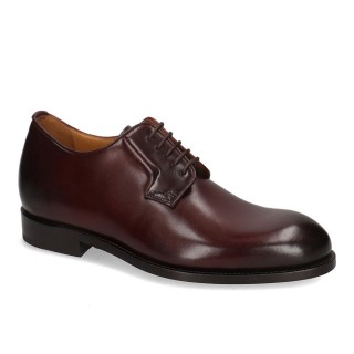 Men's Height Increasing Formal Shoes - Red Brown Leather Derby Shoes 7CM / 2.76 Inches