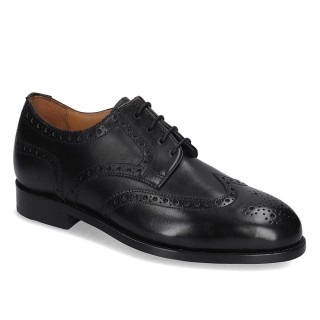 Elevator Shoes For Men - Black Leather Brogue Handmade Formal Shoes 7CM / 2.76 Inches