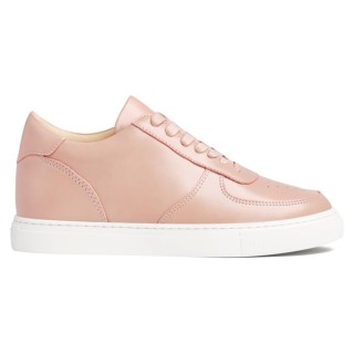 Sneakers Increase Height  For Women | Pink Leather Sneakers 7 CM / 2.76 Inches