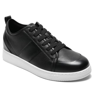 Casual Height Increasing Sneakers – Black Leather Men's Elevator Shoes 8CM  / 3.15 Inches