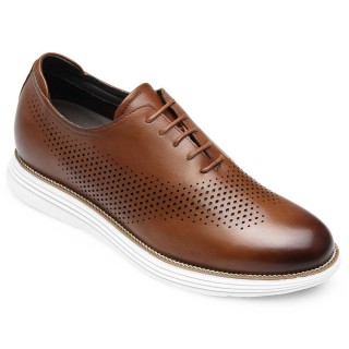 height increasing casual shoes - mens shoes with height - brown leather casual sneaker shoes 7 CM / 2.76 inches taller