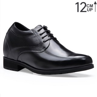 Elevator Shoes For Men - Black Formal Hidden Mens High Heel Shoes - Boosting Men's Height 4.72 Inches / 12 CM