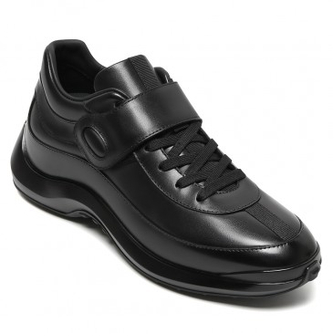 Men's Shoes With Higher Heels - Black Soft Leather Casual Shoes 7CM  / 2.76 Inches