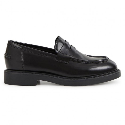 chaussures haute femme - chaussures rehaussantes femme - chaussures mocassins cuir noir 6 CM