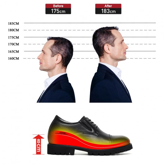 Chaussure à Talon Homme | Chaussures Derby Habillées En Cuir Noir 8CM