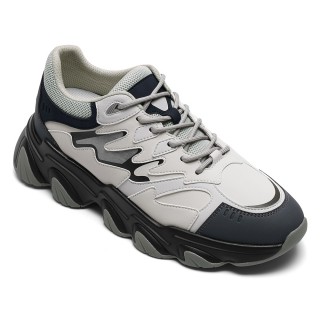 Chaussures Rehaussante Homme | Baskets à Talonnettes Grises Décontractées 7CM